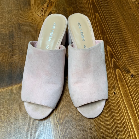baby blush pink faux suede mules - Picture 2 of 3